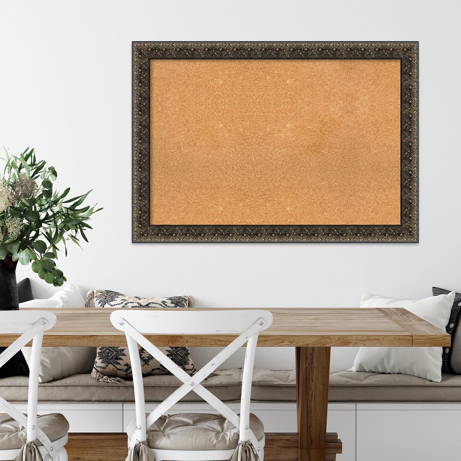Amanti Art Natural Cork Board for Wall, 29x41 Vision Board with Black Wood Frame, Large Corkboard Office Decor for Home Organization, Traditional Corkboard Pinboard to display items for home