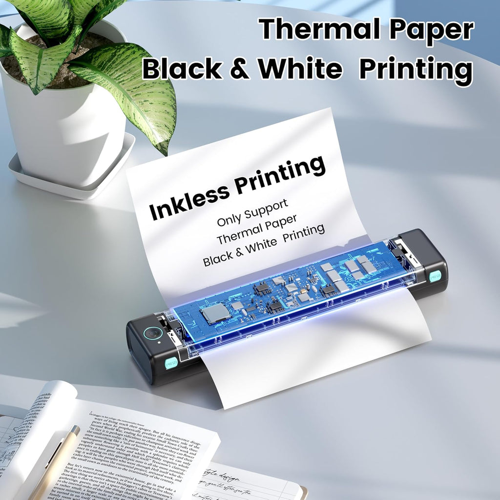 Phomemo M08F Portable Printers Wireless for Travel, Support 8.5" X 11" Thermal Paper, Bluetooth Thermal Printer Compatible with iOS, Android & Laptop, Inkless Mobile Printer for Office, Home, School