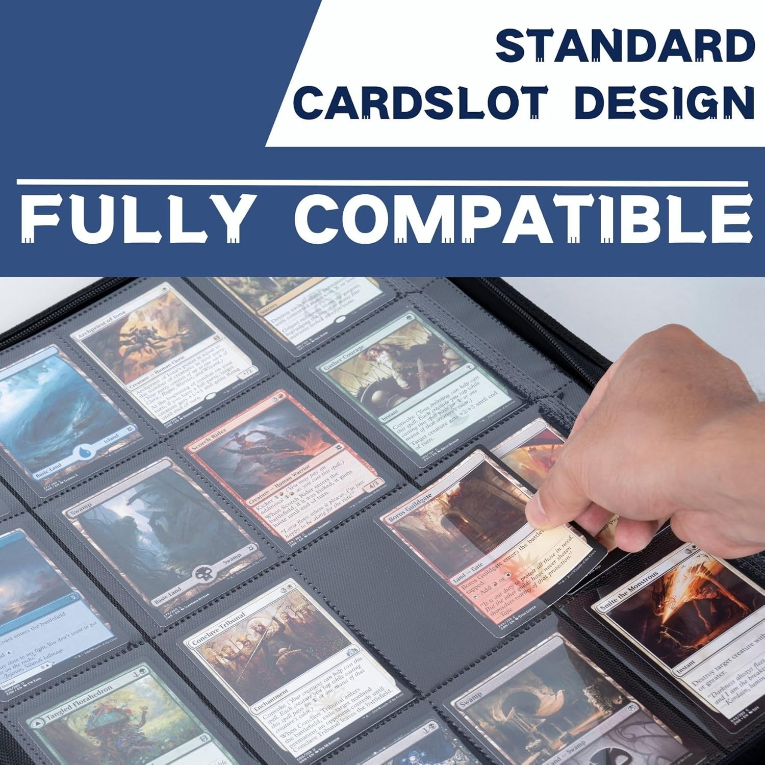 1000+ Pockets Trading Card Binder, 16-Pocket Card Ablum Compatible with MTG,Sports Cards & Other Standard Size Trading Cards (Blue)