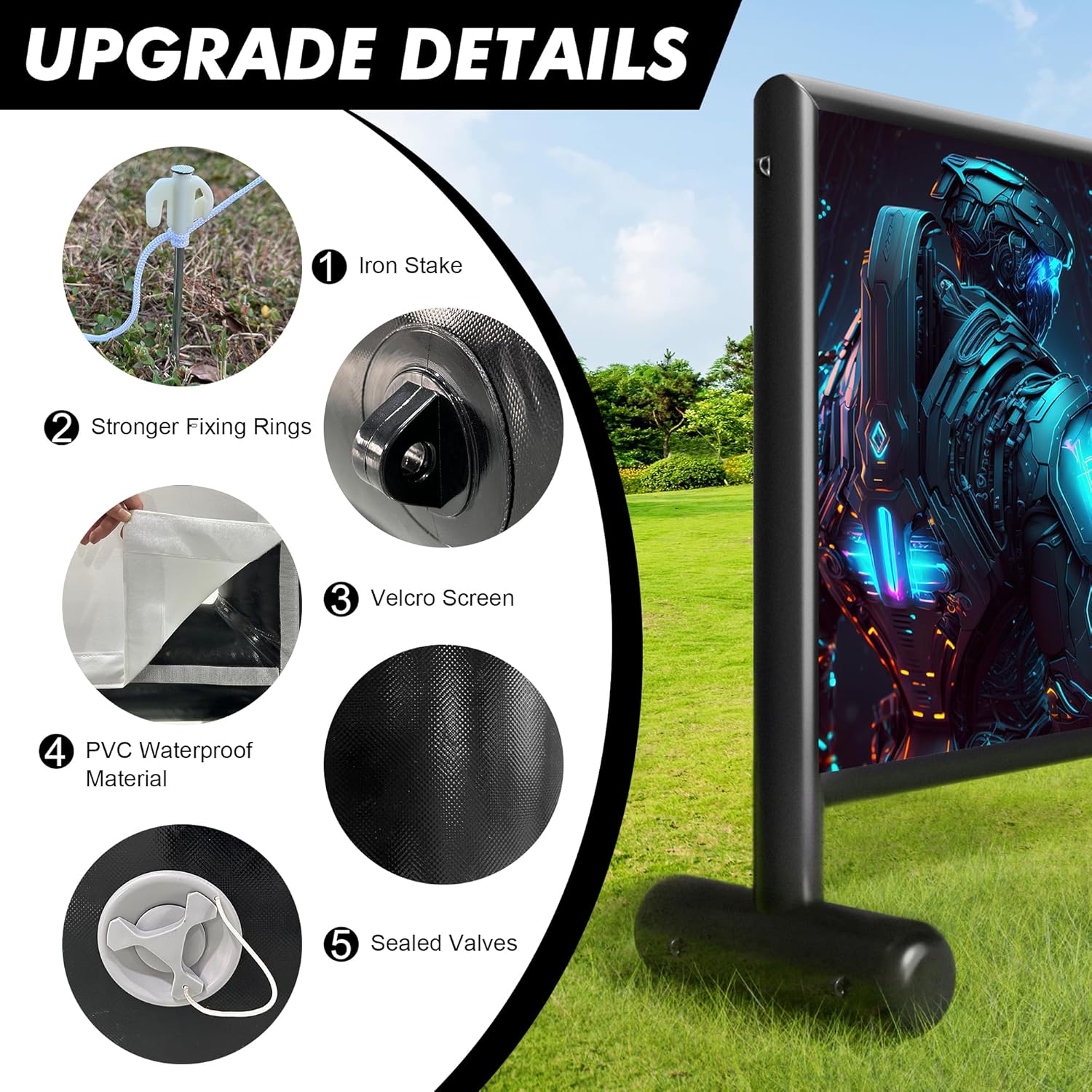 Inflatable Projector Screen, 16ft PVC Upgraded Inflatable Movie Screen Outdoor Airtight Design with 600W Air Pump for Outdoor/Indoor - Does Not Require Continuous Inflation