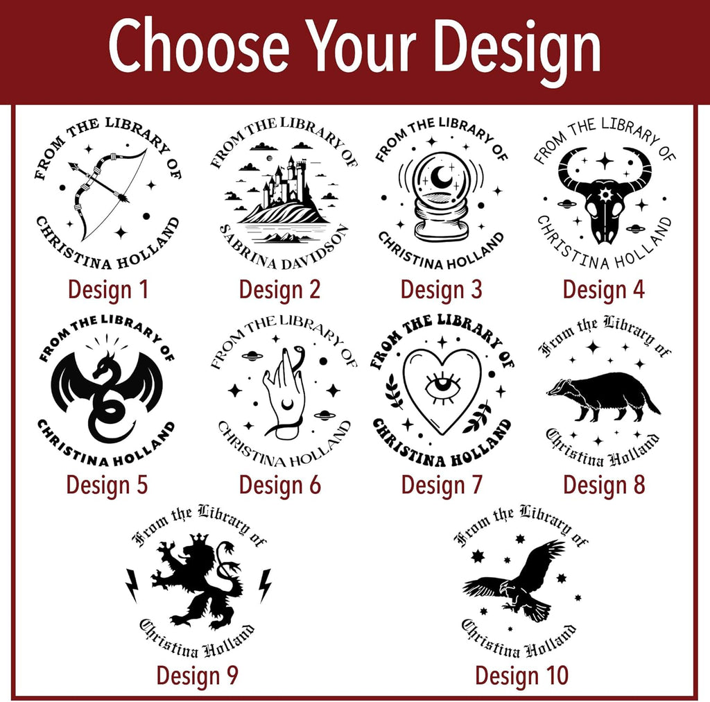 from The Library of Embossers & Stamps for Fantasy Book Readers | Custom Embosser | Custom Stamp | Ex Libris | Elevate Your Fantasy Collection of Stories and Novels (Design 9, Embosser)