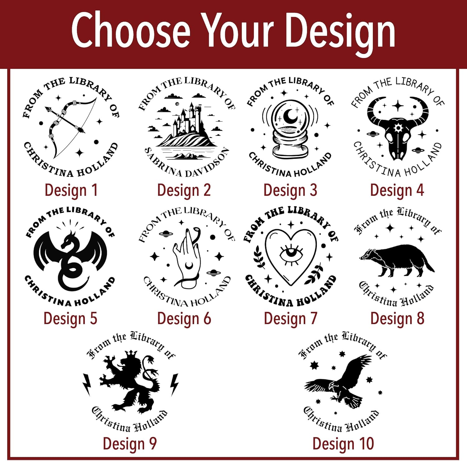 from The Library of Embossers & Stamps for Fantasy Book Readers | Custom Embosser | Custom Stamp | Ex Libris | Elevate Your Fantasy Collection of Stories and Novels (Design 20, Embosser)