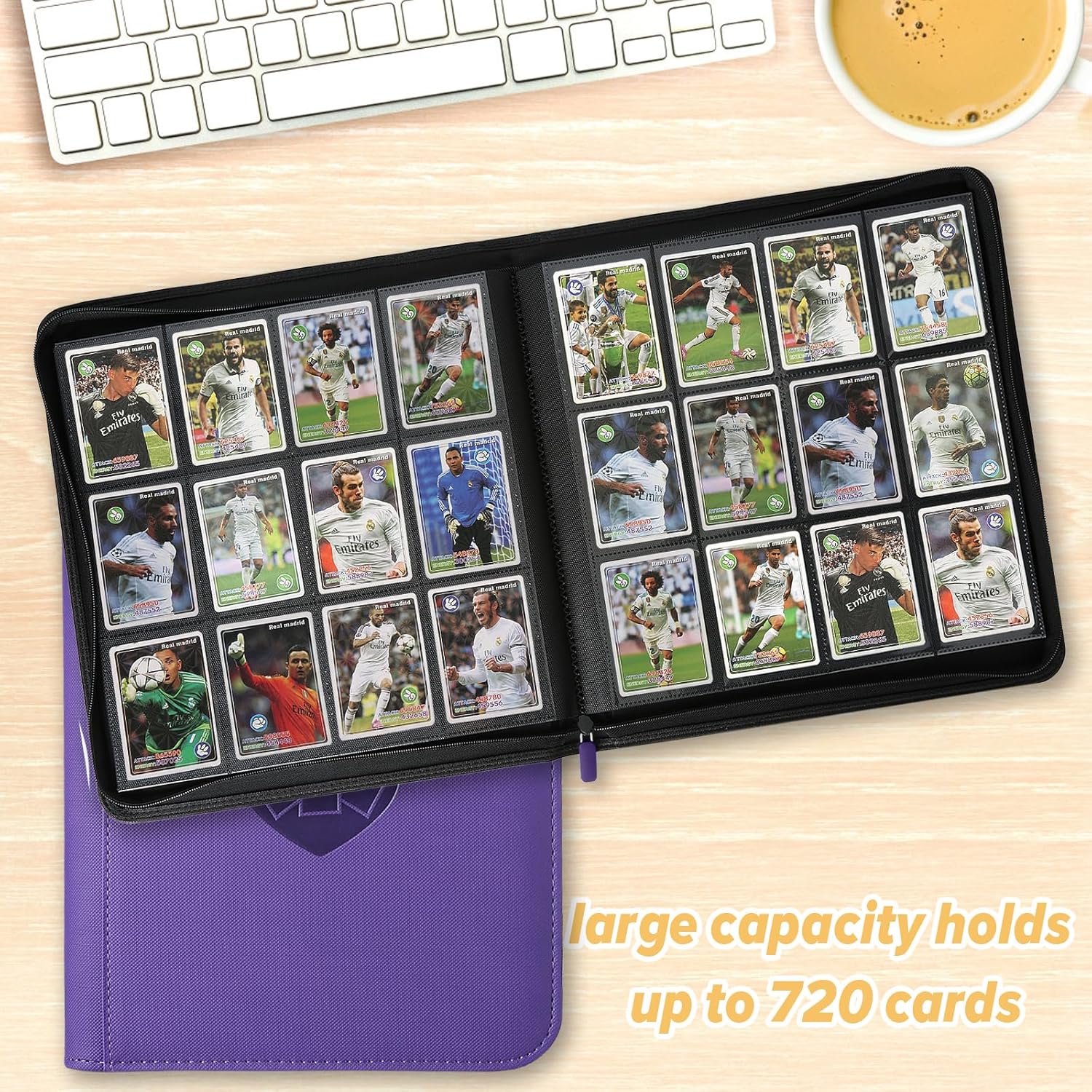 Trading Card Binder 12 Pocket, GERMUN PU Cover Card Binder for 720 Cards, Premium Trading Card Holder Folders, Double Sided Pocket Card Album for MTG, TCG (Purple)