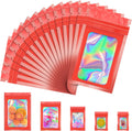 100 Pcs Mylar Bags, Smell Proof Bags Foil Pouch, Holographic Resealable Bags for Small Business, Candy Sample Jewelry Bag Sealable Packaging for Party Favor Food Storage (2.8x3.9in-Red)