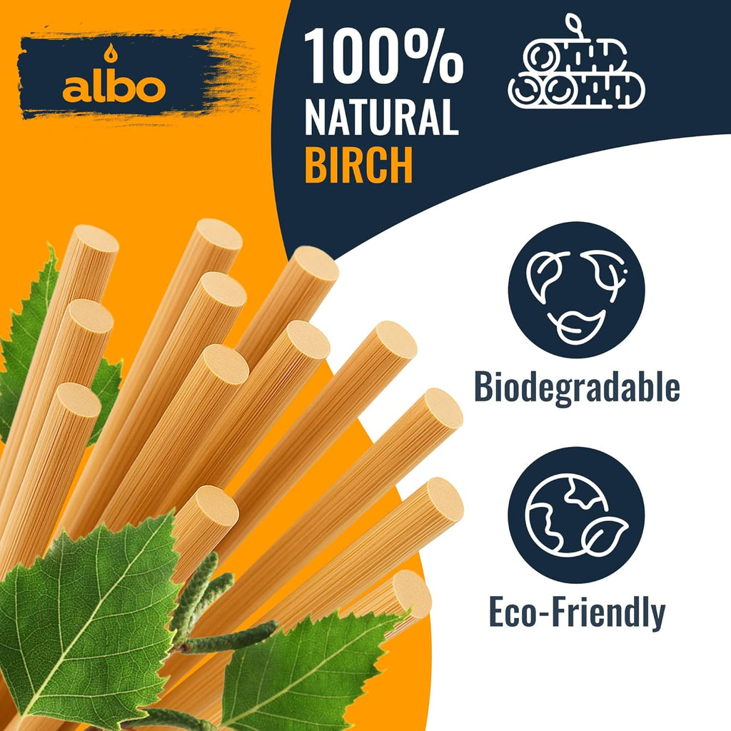 ALBO Wooden Dowel Rods 25 PCS 5/16" x 12" Inch Round Wood Sticks for Crafts, DIY Projects and Macrame Hardwood Assorted Bouquet Sticks Cake Dowels for Tiered Cakes
