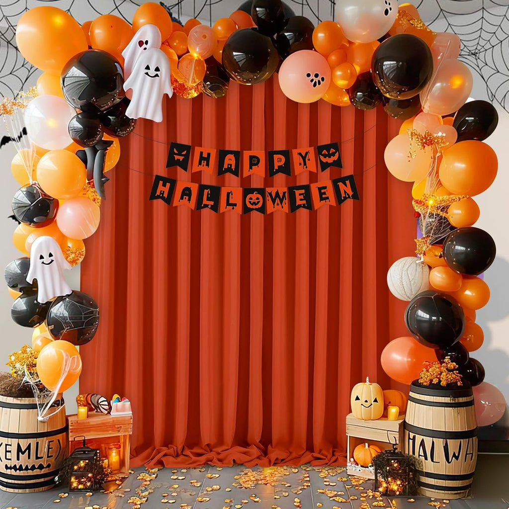 Rust Backdrop Curtains 20ft x 10ft Polyester Backdrop Drapes Fabric for Halloween Party Stage Window Supplies Decorations