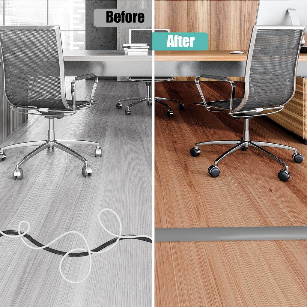 Floor Cord Cover Self Adhesive Cord Hider,10FT Cable Management, Extension Strip Protector for Wires, Prevent Cable Trips for Offices, Gyms, Exhibitions Cavity:0.39"(W) x 0.27"(H) Gray