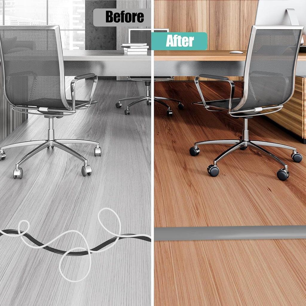 Floor Cord Cover Self Adhesive Cord Hider,3.3FT Cable Management, Extension Strip Protector for Wires, Prevent Cable Trips for Offices, Gyms, Exhibitions Cavity:0.39"(W) x 0.27"(H) Gray