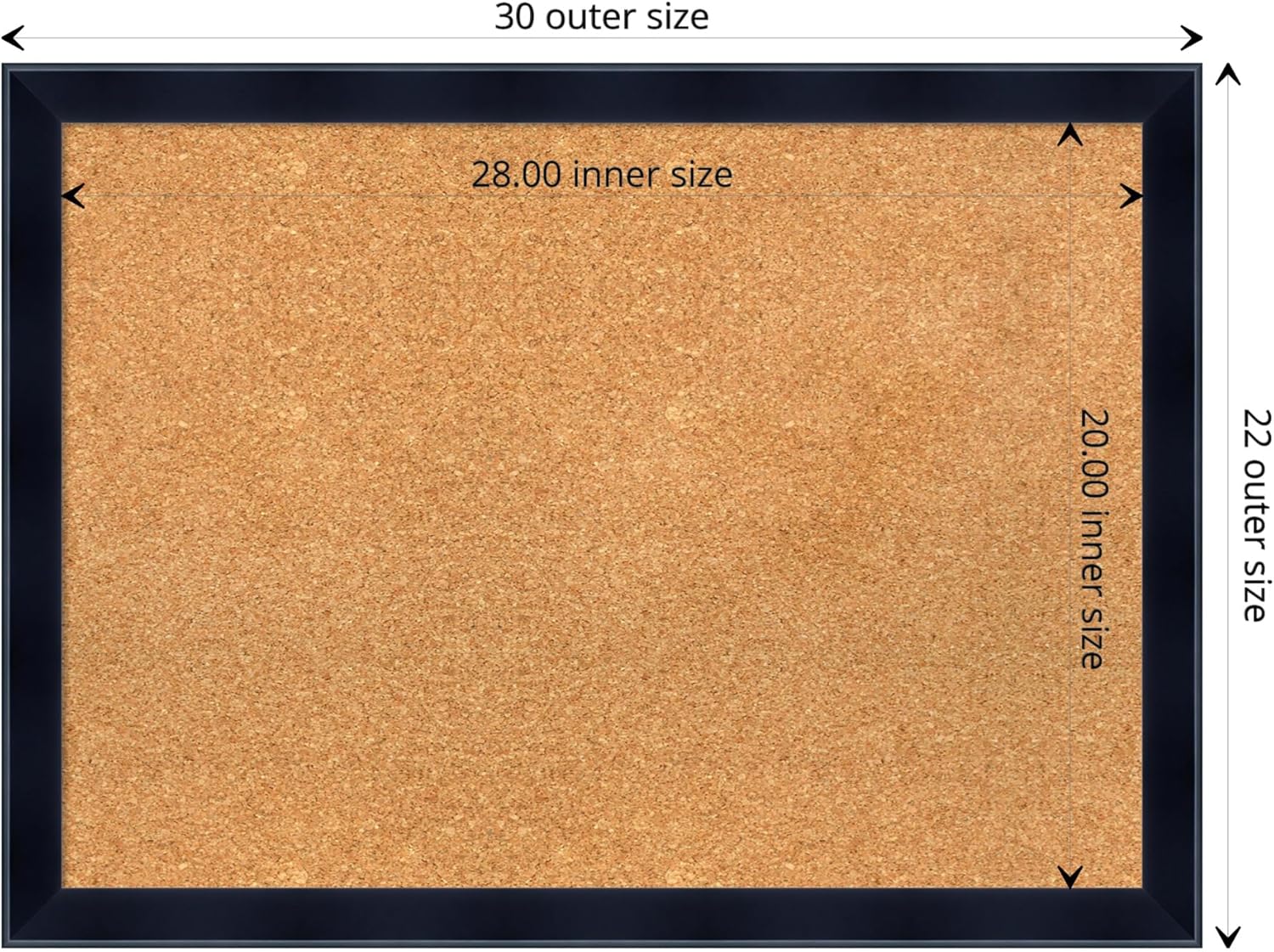 Amanti Art Natural Cork Board for Wall, 22x30 Vision Board with Black Wood Frame, Medium Corkboard Office Decor for Home Organization, Modern Contemporary Corkboard Pinboard to display items for home