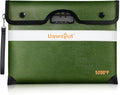 5200℉ Fireproof Document Bag with Lock, Portable Money Bag with Zipper Closure, Waterproof Envelope with Reflective Strip for A4 Letter, Tablet, Valuables, Cash and Passport(14.3"x11.2", Green)