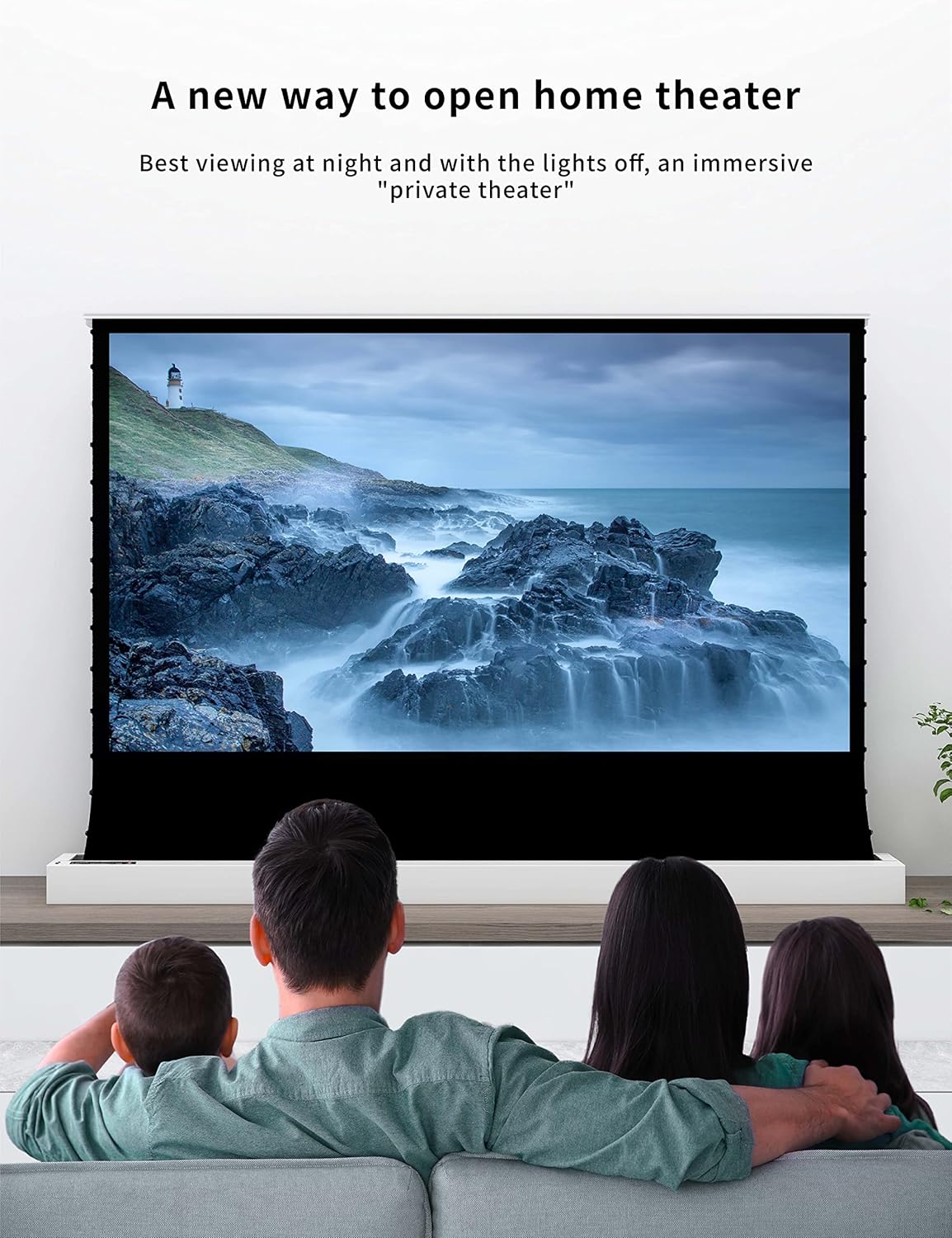 VIVIDSTORM-Movie Screen S 120inch Motor Rollable Foldaway Portable Screen with White Cinema PVC, 4k 3D HD Gaming/Office Room,Compatible with Standard Projector,VWSDSTW120H