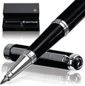 Black & Silver Luxury Rollerball pen (Made In USA) fancy gift set for women, Real 24K Gold Plating, Professional executive pen gift set for men (Lux Rollerball Black-Silver)