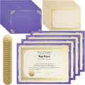 Fainne 50 Sets Certificate Kit Includes 50 Pcs 9.5 x 12 Inch Certificate Holders 50 Pcs Letter Size Papers 50 Pcs Foil Award Seals Diploma Covers for Appreciation(Purple, Gold)