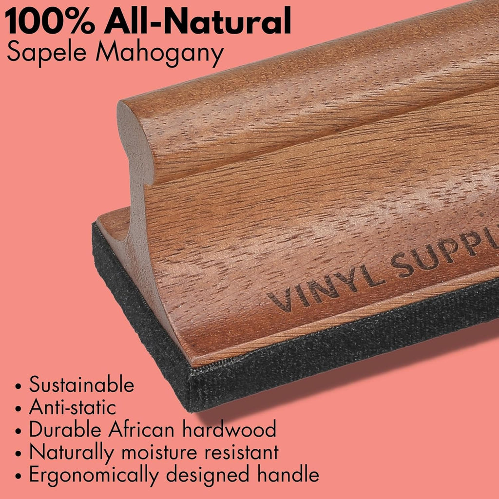 Velvet Brush Pad by Vinyl Supply Co. - 100% All-Natural Wood Vinyl Care Kit - Goat Hair Vinyl Record Brush, Velvet Brush Pad, & Stylus Brush Cleaner (Velvet Brush Pad)