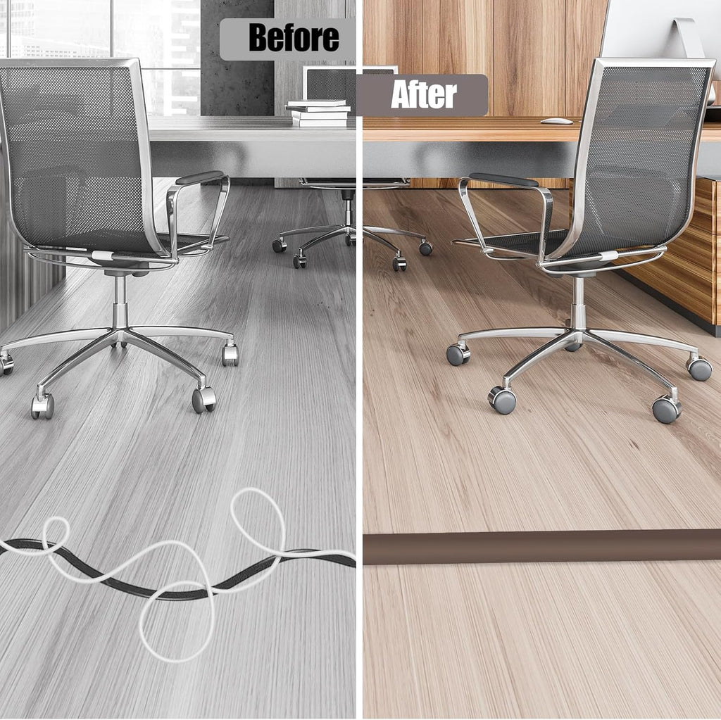 Floor Cord Cover Cable Cavity Self Adhesive Cord Hider Floor 3.3FT Floor Cable Management Power Cord Protector Floor Electric Cord Covers for Offices, Gym, Exhibitions (CoffeeBrown, 1.18" x 3.3')