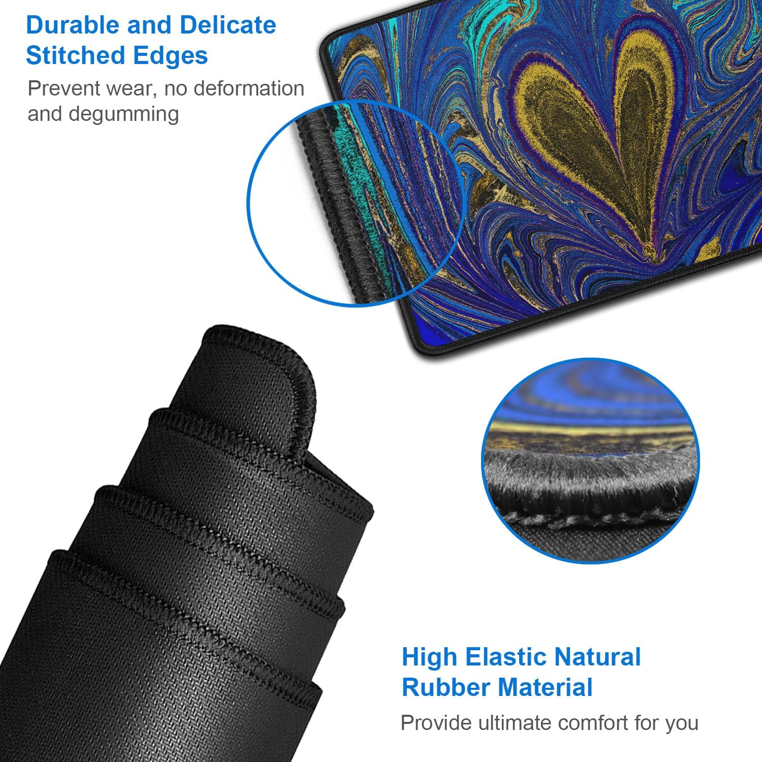 Large Mouse Pad, 31.5x15.7 inch Large Extended Computer Keyboard Mouse Mat, Water Resist Non-Slip Mousepad Rubber Base Long XXL Desk Mouse Pad for Work & Gaming, Office & Home, Blue Heart