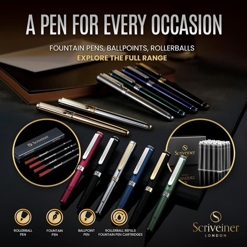 Scriveiner Personalized British Racing Green Pen - Stunning Green Lacquer Luxury Pen with Chrome Finish, Schmidt Ink Refill, Best Engraved Roller Ball Gift Set for Men & Women, Custom Name Engraving