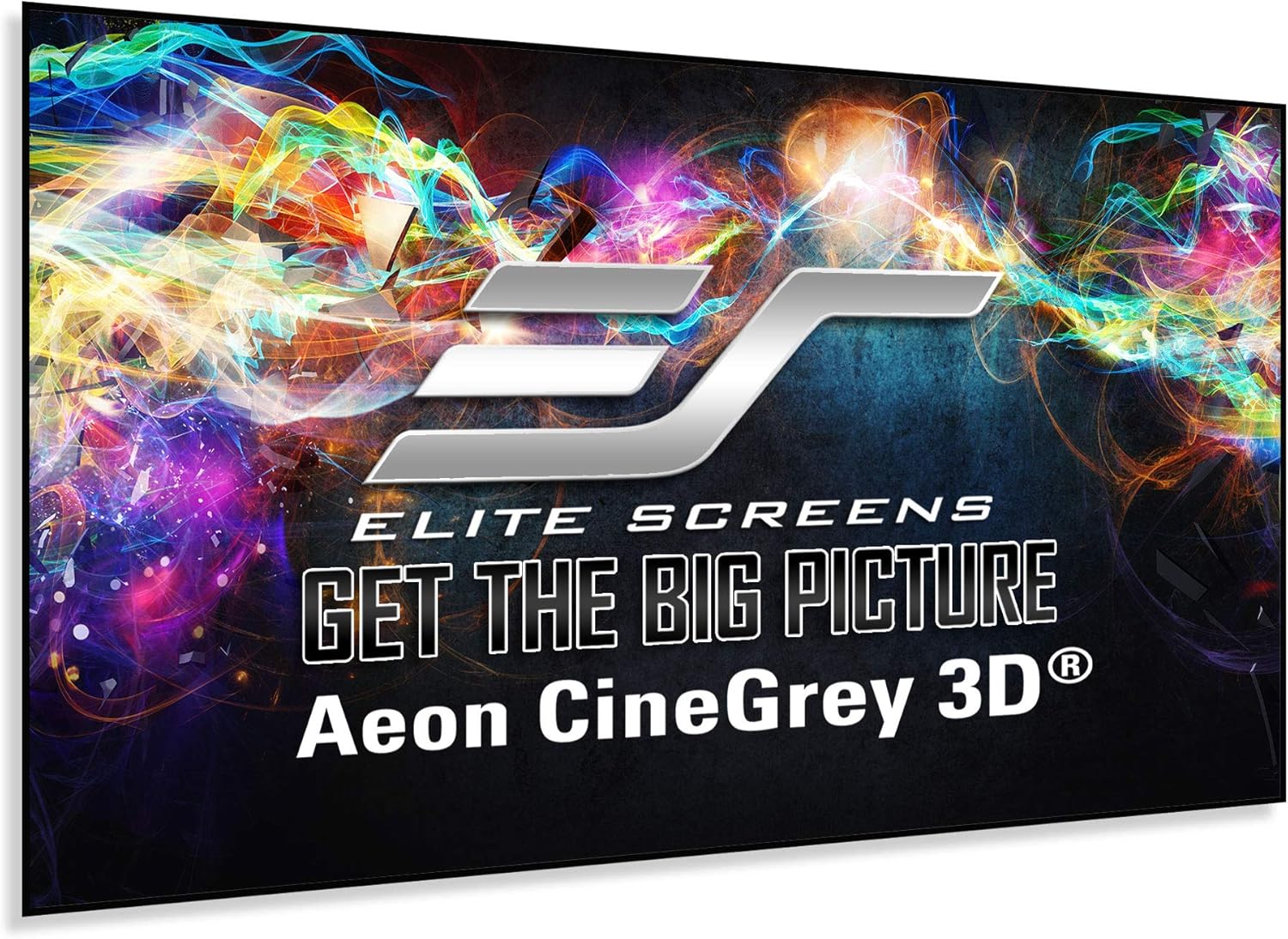 Elite Screens 110 inch CLR/ALR Projector Screen 16:9 4K, Standard Throw Projection, Edge Free Ambient Light Rejecting Fixed Frame Grey for Indoor Movie Screen Home Theater - Aeon CineGrey 3D AR110DHD3