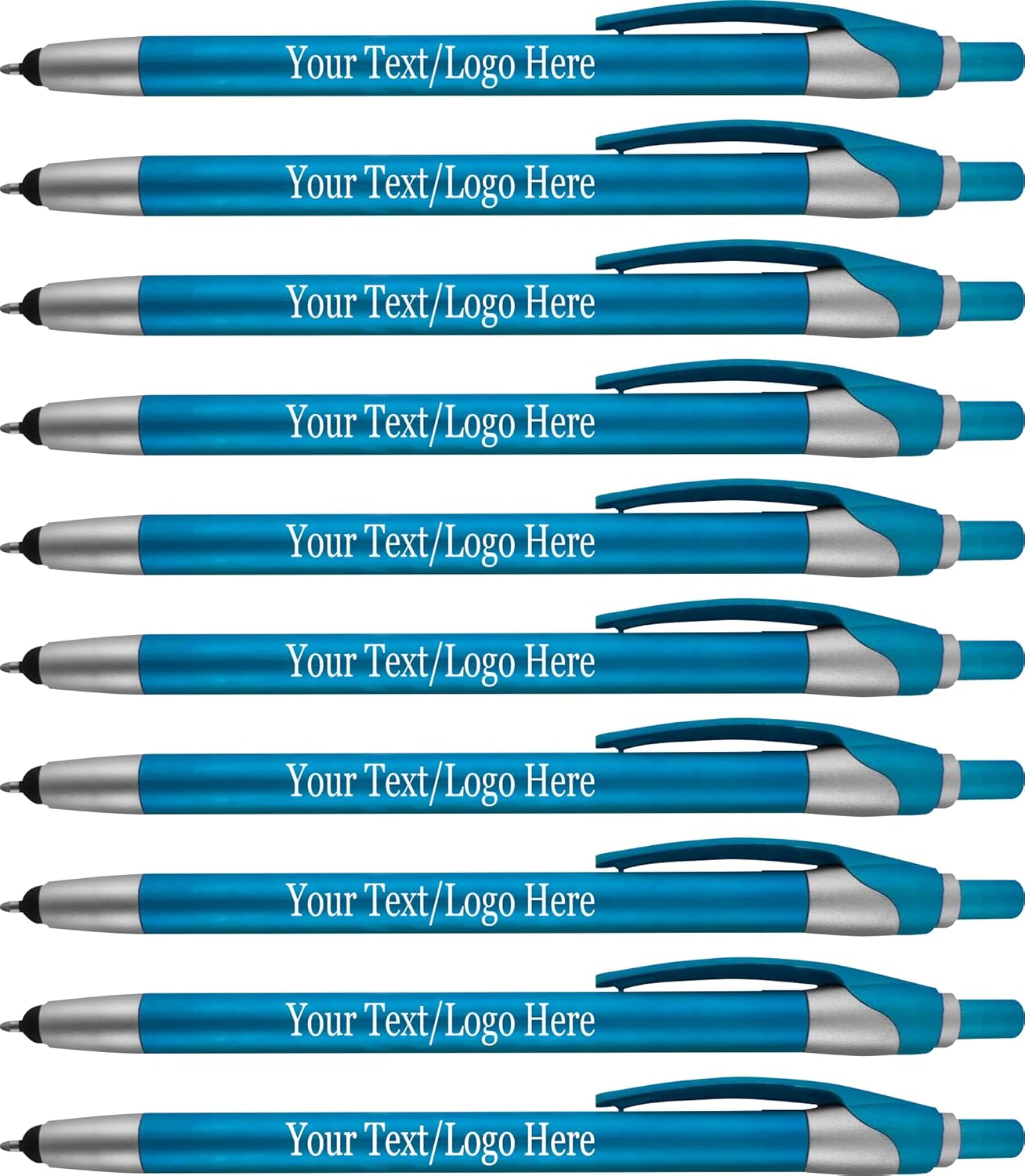 Personalized Pens in BLUE INK With your Custom Logo or Text Pens-Pack of 450- for Marketing, Parties, and Events, 2 in 1 Capacitive Stylus & Ballpoint Pen Compatible With Touchscreen Devices, Teal