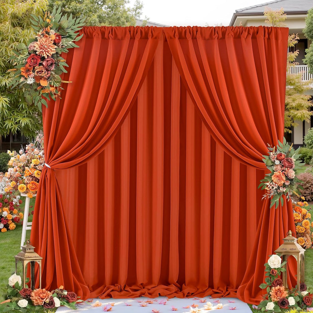 Rust Backdrop Curtains 20ft x 10ft Polyester Backdrop Drapes Fabric for Halloween Party Stage Window Supplies Decorations