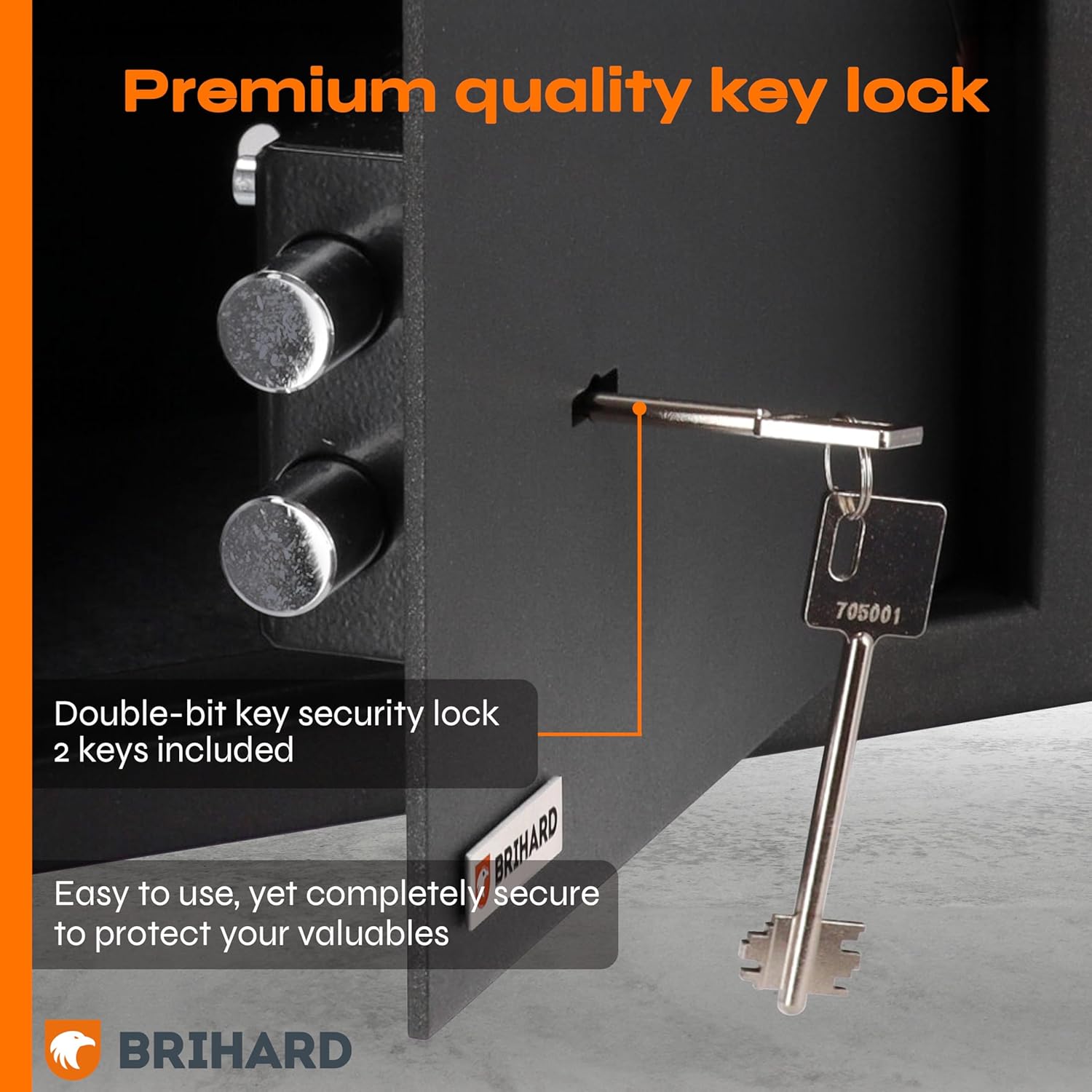Business XL Key Lock Safe 19.69"H x 13.78"W x 14.17"D with Fireproof Bag, Large Office Safe 2.12 Cubic Feet for Documents A4 with 2 Height-Adjustable Shelves, Key Safe Box for Money & Jewelry