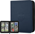 Trading Card Binder 4 Pocket, GERMUN PU Cover Card Binder for 160 Cards, Premium Trading Card Holder Folders, Double Sided Pocket Card Album for MTG, TCG (Blue)