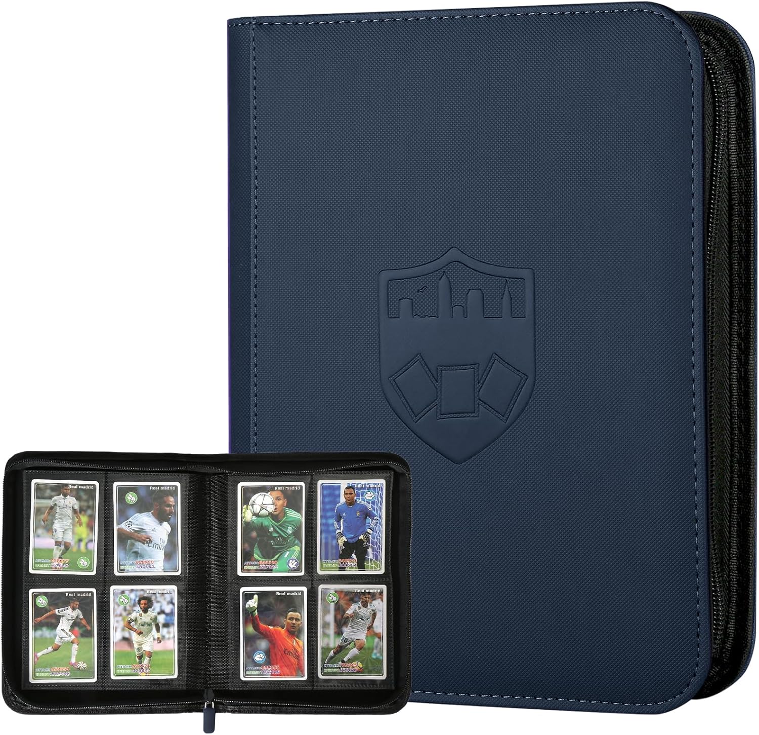 Trading Card Binder 4 Pocket, GERMUN PU Cover Card Binder for 160 Cards, Premium Trading Card Holder Folders, Double Sided Pocket Card Album for MTG, TCG (Blue)