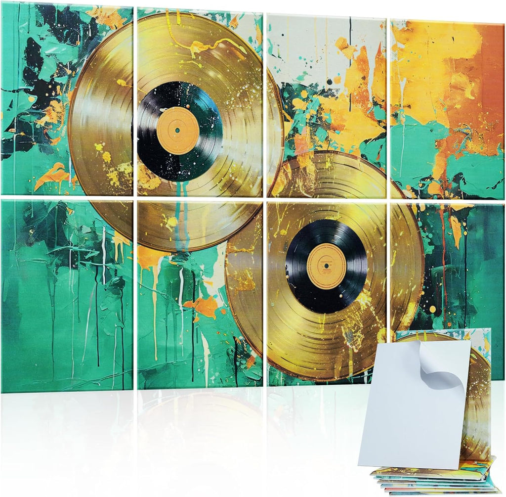 Art Acoustic Panels 8 Pack, Sound Proof Wall Panels, 48"X32" Self-adhesive Sound Absorbing Wall Art, Decorative Acoustical Panels, Acoustic Treatment for Recording Studio(Vintage Tape)