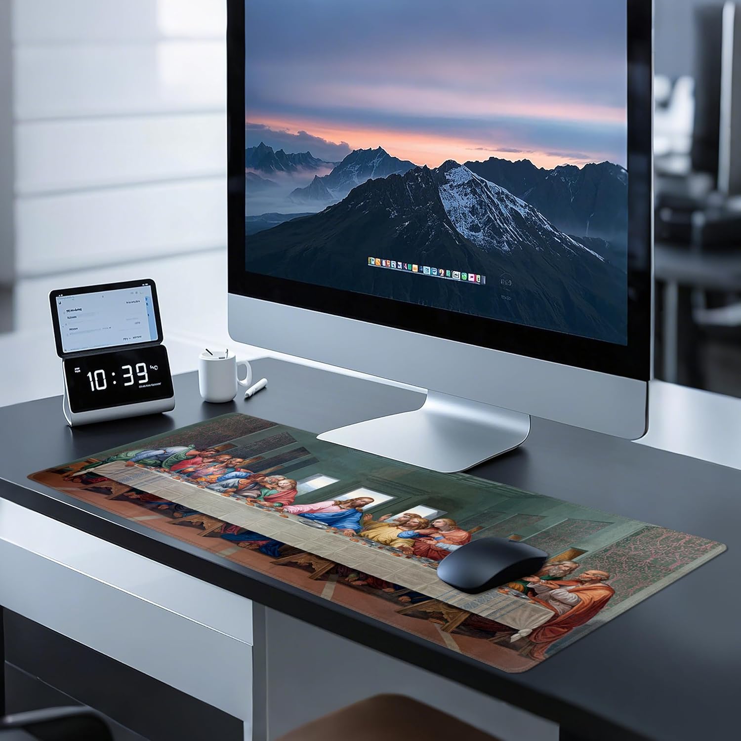 Mouse Pad with Last Supper – Religious Scenario Desk Pad – Portable Computer Mousepad – Gaming, Office, Waterproof, Non-Slip, Stitched Edges 35.5 x 15.7inches x 3mm