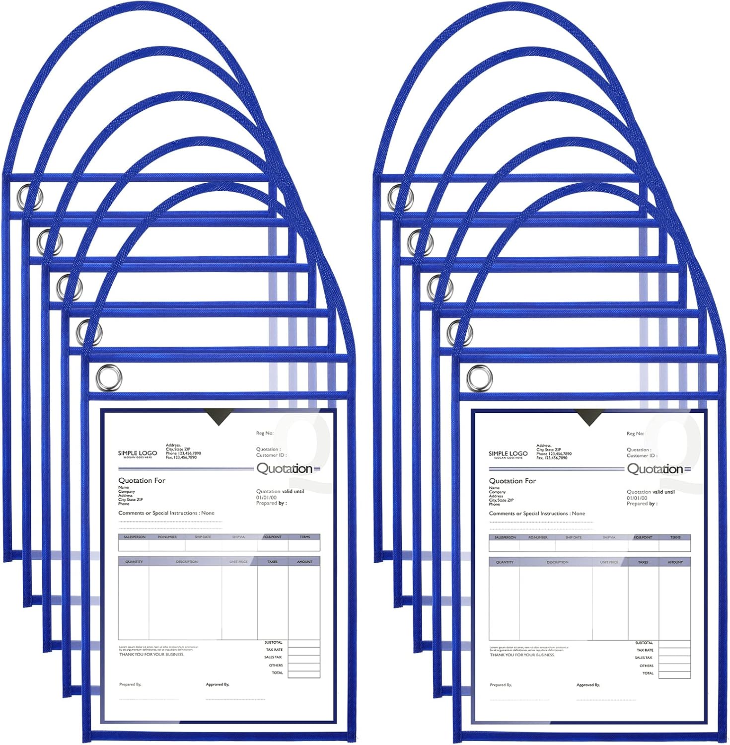 Epakh 30 Pack Office Products Shop Ticket Holders with Hanging Strap 9 x 12 Inches, Dry Erase Pockets, Job Ticket Holders, Both Sides Clear, Welcome to Work Order(Blue)