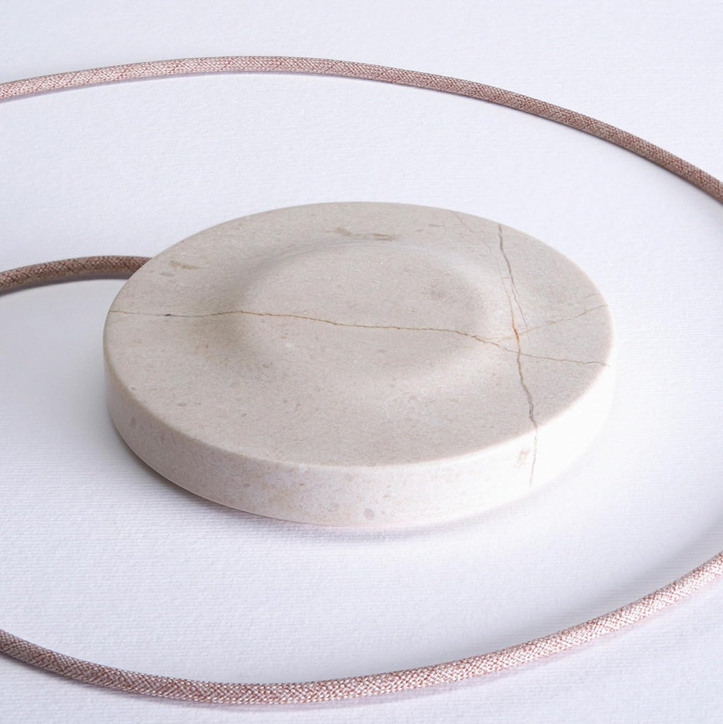 Einova Classic Stone – Marble Wireless Charging Pad Designed in Italy, Integrated 6 ft USB-C Cable, Smartphones, Wireless Earbuds, Smartwatches – Cream Marble