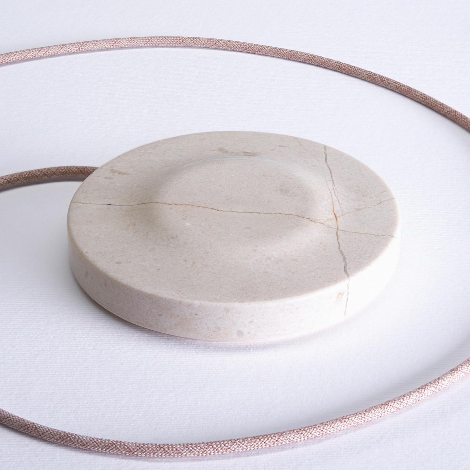 Einova Classic Stone – Marble Wireless Charging Pad Designed in Italy, Integrated 6 ft USB-C Cable, Smartphones, Wireless Earbuds, Smartwatches – Cream Marble