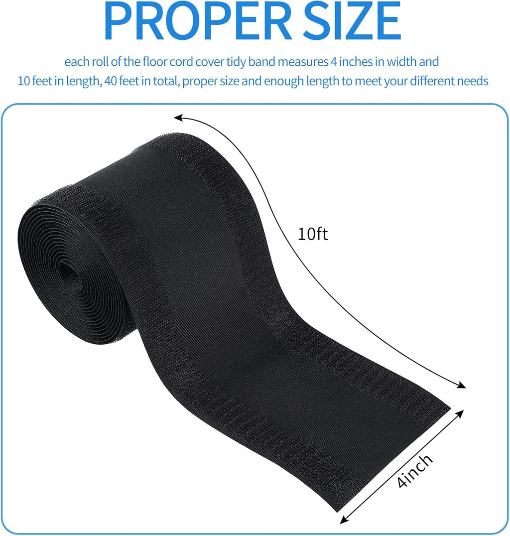 WILLBOND Carpet Cord Cover Cable Grip Floor Cover Cable Protector Management Only for Commercial Office Carpet(Black,39.37 ft)