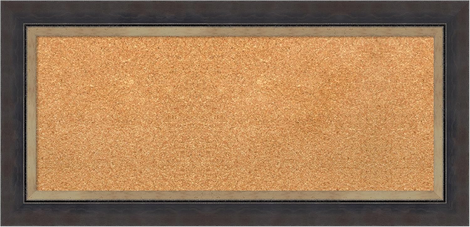 Amanti Art Natural Cork Board for Wall, 17x35 Vision Board with Black Wood Frame, Medium Corkboard Office Decor for Home Organization, Casual Corkboard Pinboard to Display Items for Home Organization