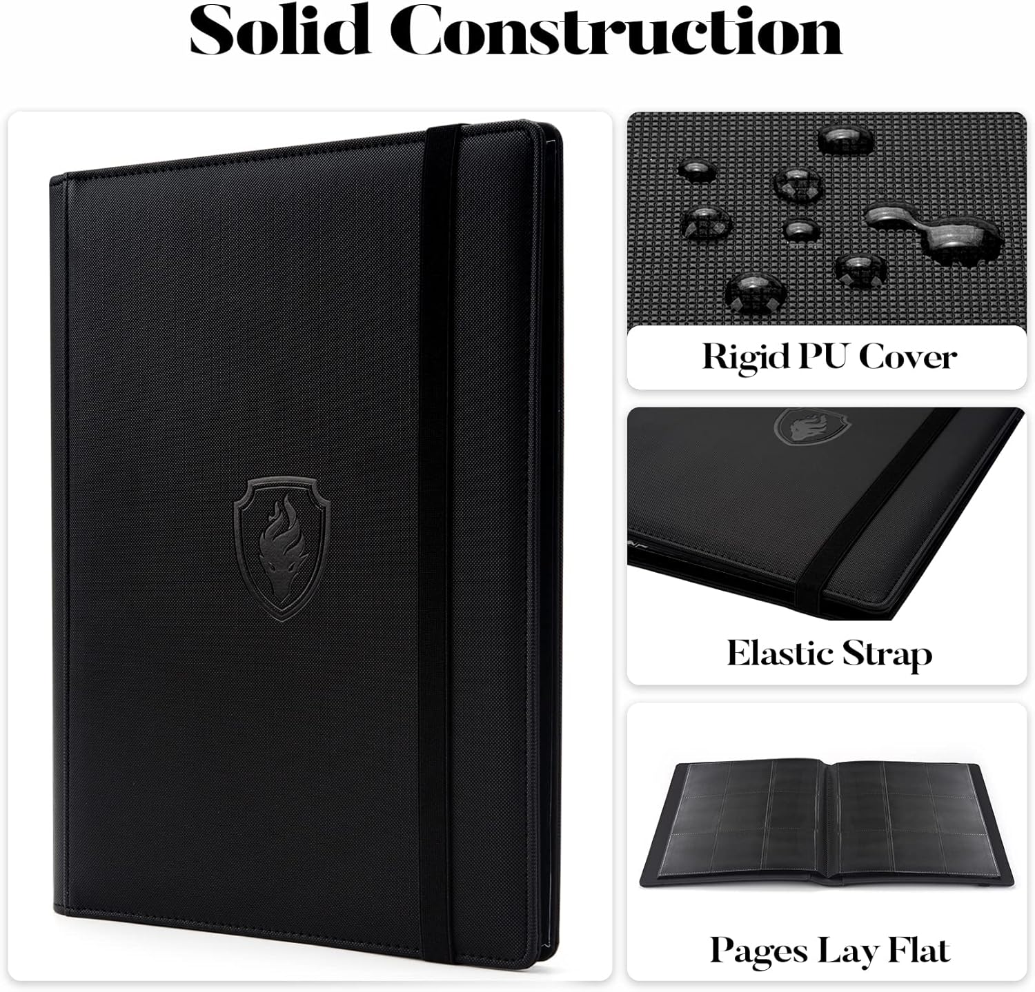 Trading Card Binder 9 Pocket, Fabmaker PU Cover Card Collection Binder for 360 Cards, Premium Card Book, Sturdy Card Holder Folders, Card Album for YuGiOh, MTG, TCG, Game Cards & Sports Cards, Orange