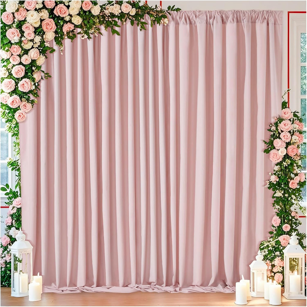 Dusty Rose Polyester Backdrop Curtains 2 Panels 5ft x 10ft Photo Shoot Background Drapes for Wedding Party Bridal Shower Engagement Decorations
