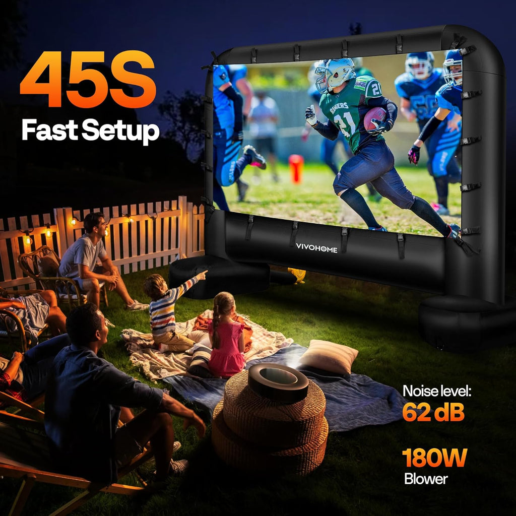 VIVOHOME 15 FT Inflatable Projector Screen for Outside, Blow Up Movie Screen Outdoor Use, Mega Large TV Screen with Carry Bag for Backyard, Tube Leg Support