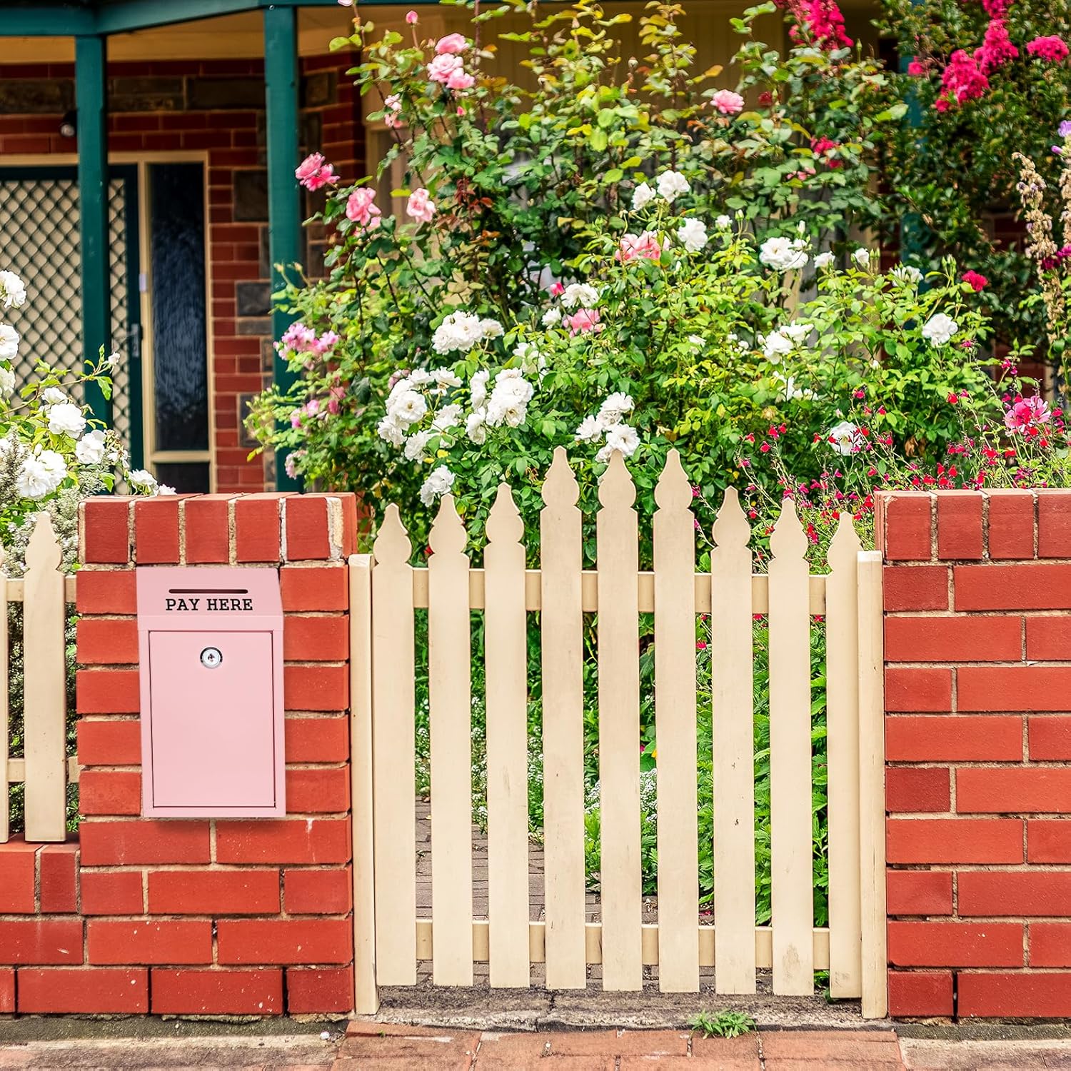 Metal Donation Box Collection Safe Suggestion Box with Lock Wall Mounted Mailbox Delivery Ballot Case Key Drop Case for Home Office Outdoor Door (Pink, 10.24 x 5.71 x 2.95 Inch)