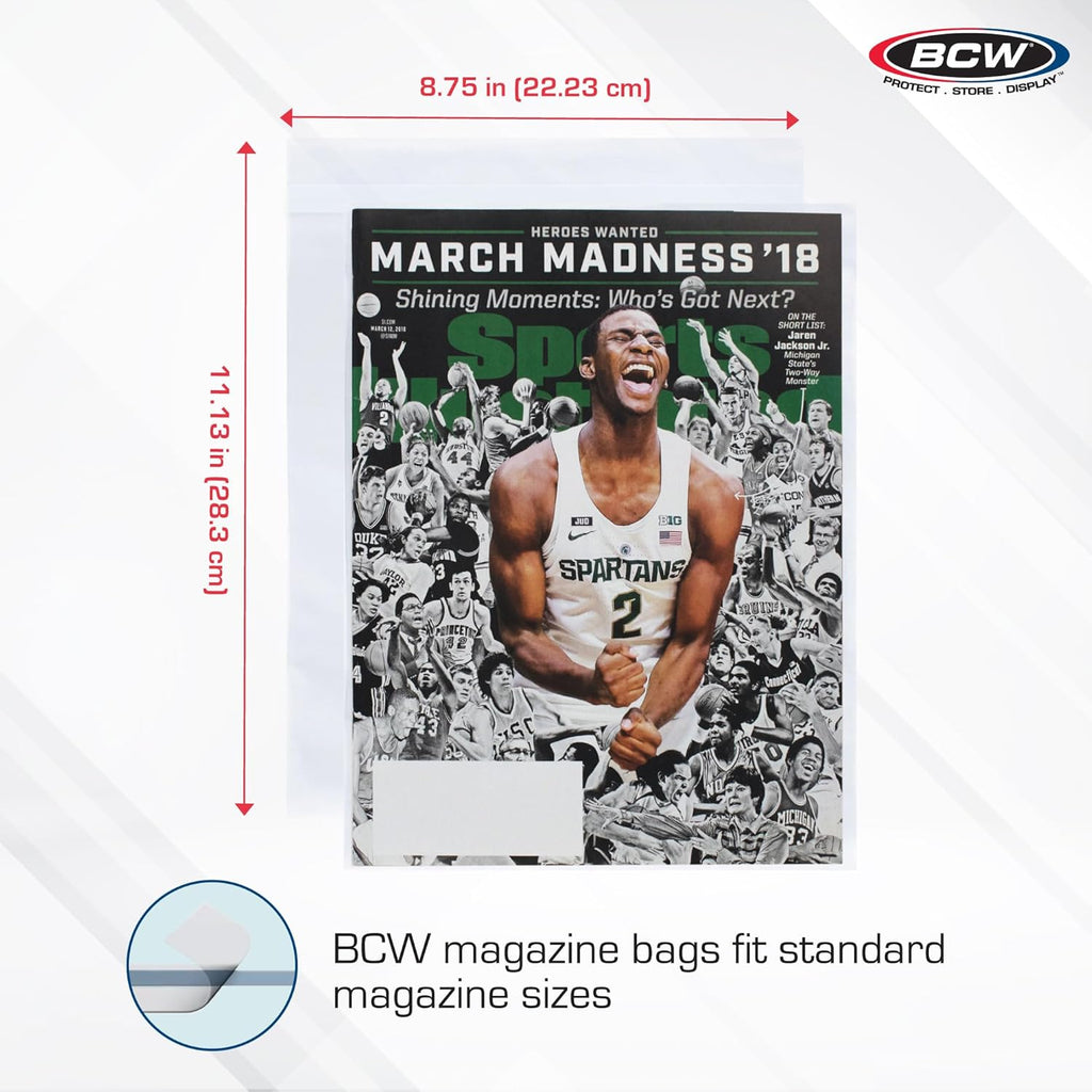 BCW Thick Resealable Magazine Bags - 5 Pack of 500 | Acid-Free, Clear Polypropylene Sleeves for Archival-Quality Storage of Collectible Magazines | Protect Your Valuable Comic Book Collection