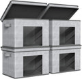 Univivi Foldable Fabric Storage Boxes Large Storage Bins with Lids [4-Pack] Collapsible Storage Cubes Organizer Containers Organization Baskets for Home, Bedroom, Closet (Gray, 17“ x 12” x 12")