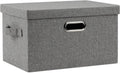 Medium 15" 21 Quart Collapsible Stackable Storage Bins with Lids, 1 Pack Gray Foldable Fabric Closet Storage Boxes with Lids, 4 Handles Heavy-duty Linen Cube Baskets for Bedroom