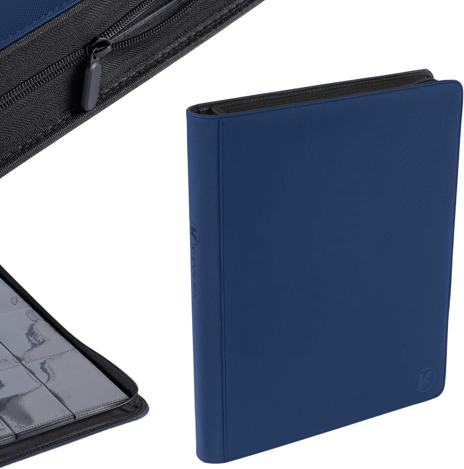 1408+ Pockets Trading Card Binder, 16-Pocket Card Ablum Compatible with MTG,Sports Cards & Other Standard Size Trading Card (Navy Blue)