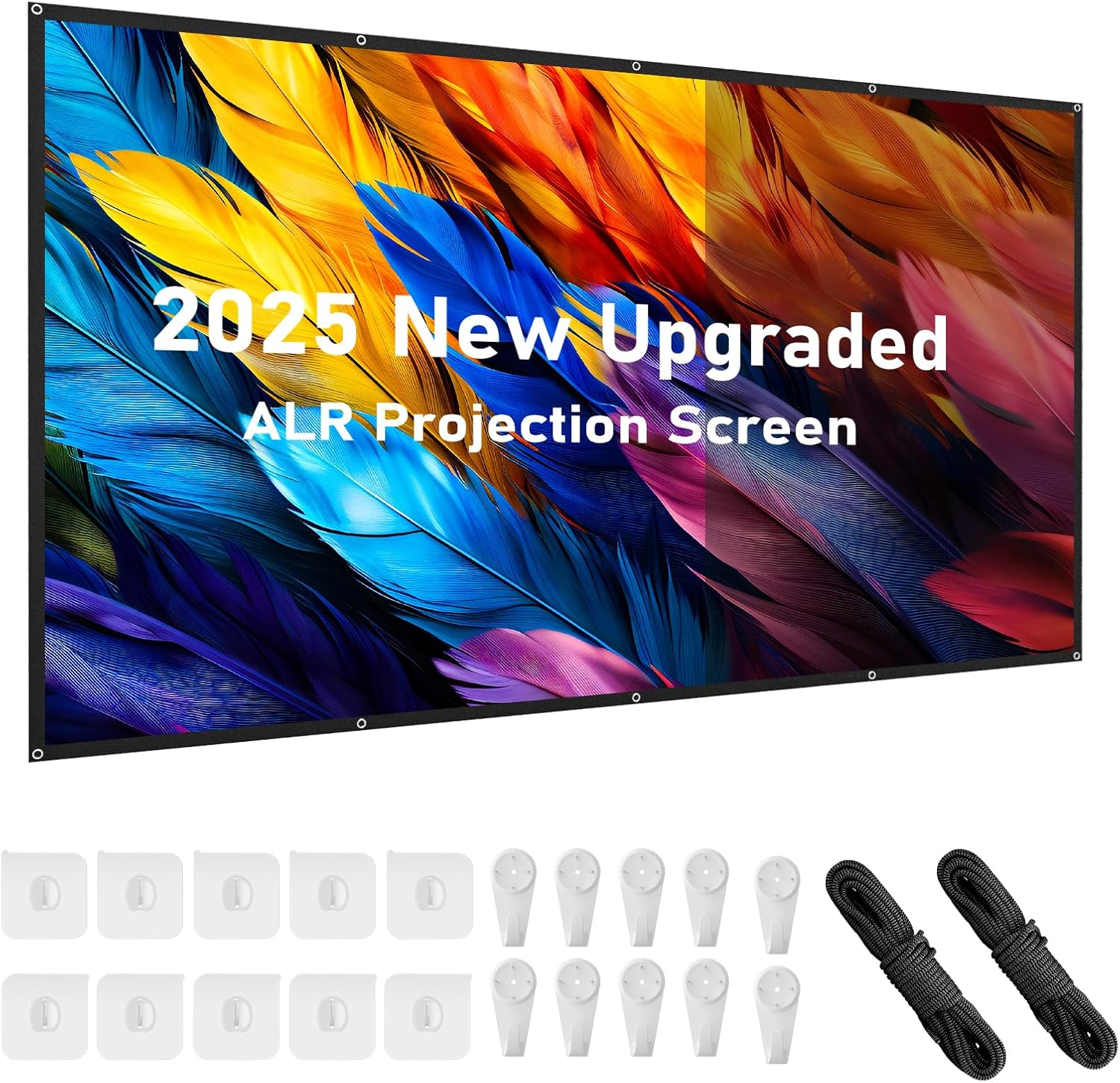 AAJK ALR Projector Screen, 4K Movie Projector Screen 16:9 HD Foldable Anti-Crease Portable Projector, Movies Screen for Home Theater Outdoor Indoor Support Double Sided Projection (120in Pro)