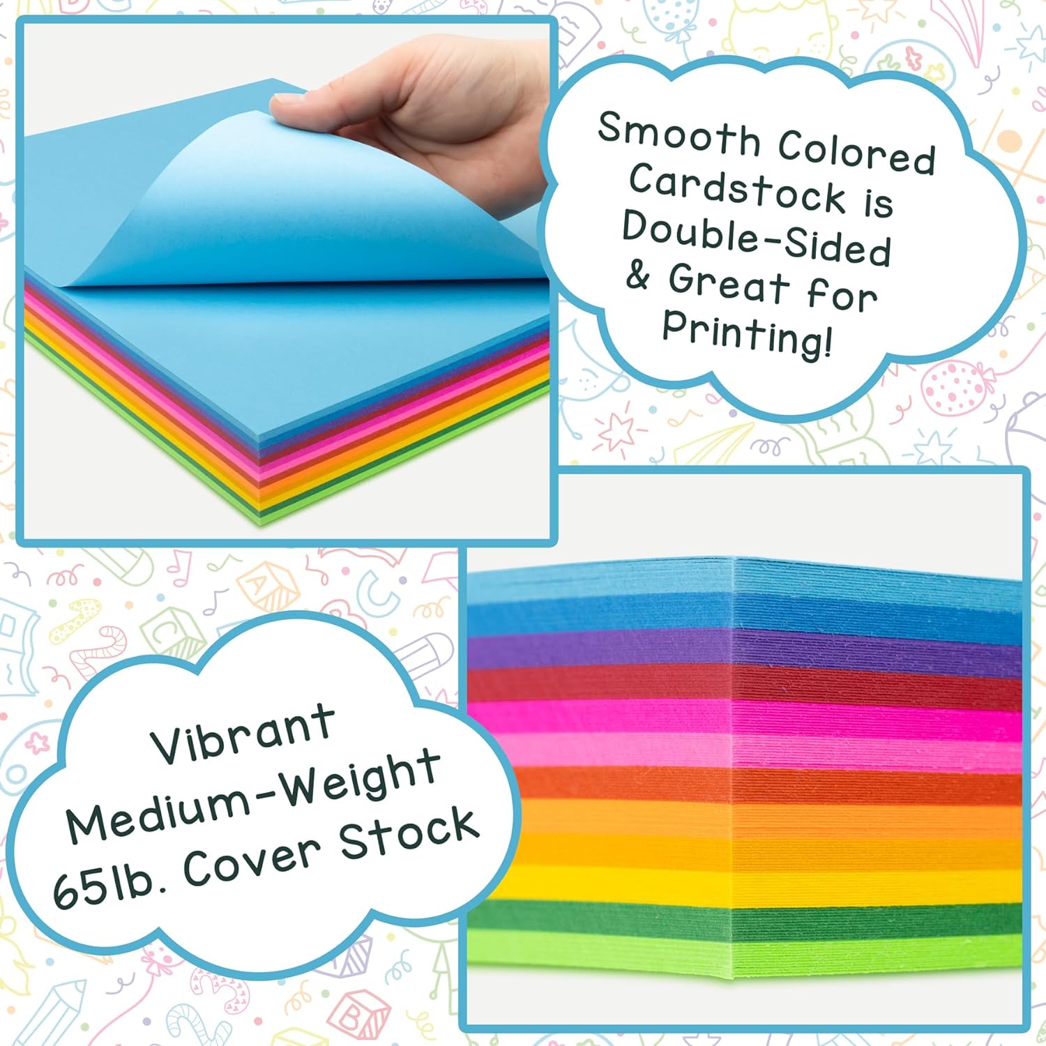 Hygloss Bright Colored Cardstock - 8.5x11-Inch, 12 Assorted Colors, 240 Sheets, 65 lb/ 176 gsm, Fade-Resistant, Acid-Free Color Card Stock Paper