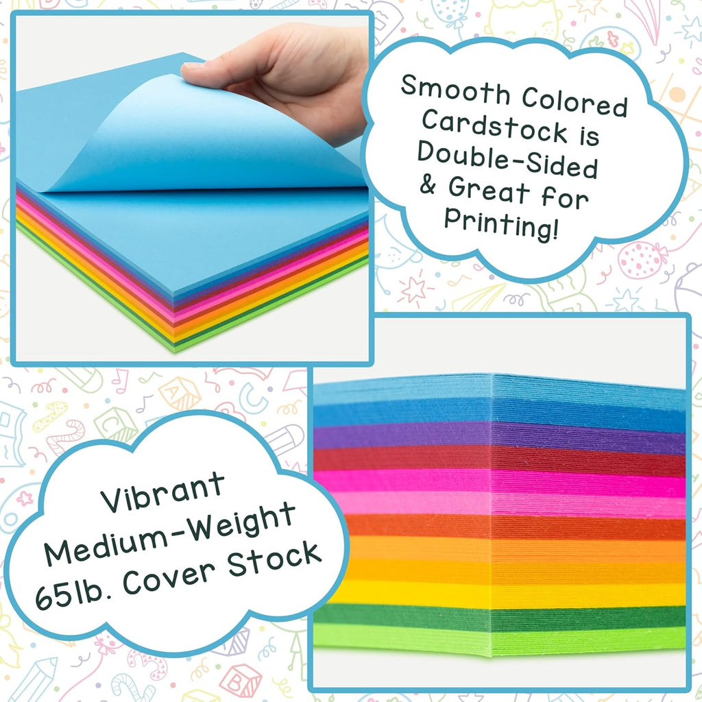 Hygloss Products Bright Colored Cardstock - 144 Sheets - 8.5x11 Card Stock Paper- 10-12 Bright Colors