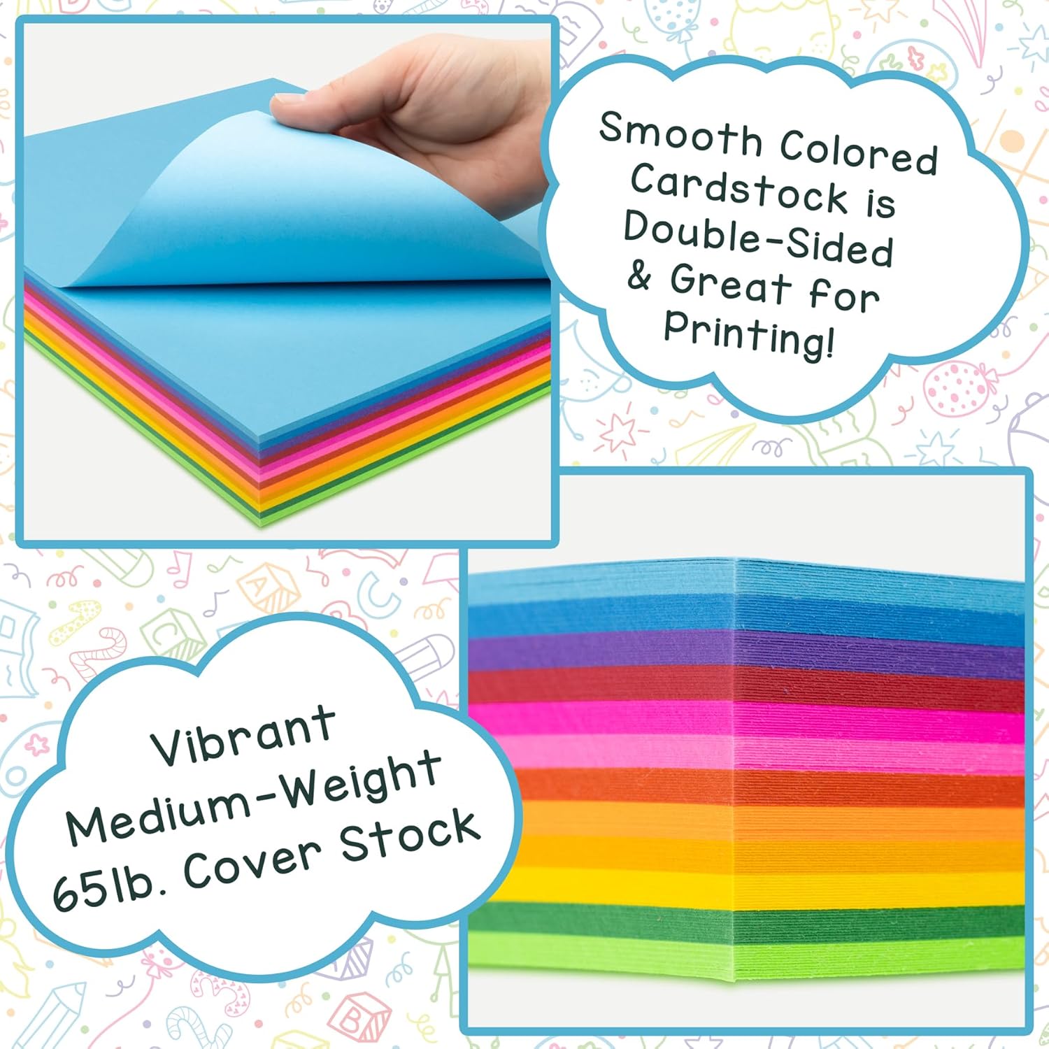 Hygloss Products Bright Colored Cardstock - 144 Sheets - 8.5x11 Card Stock Paper- 10-12 Bright Colors
