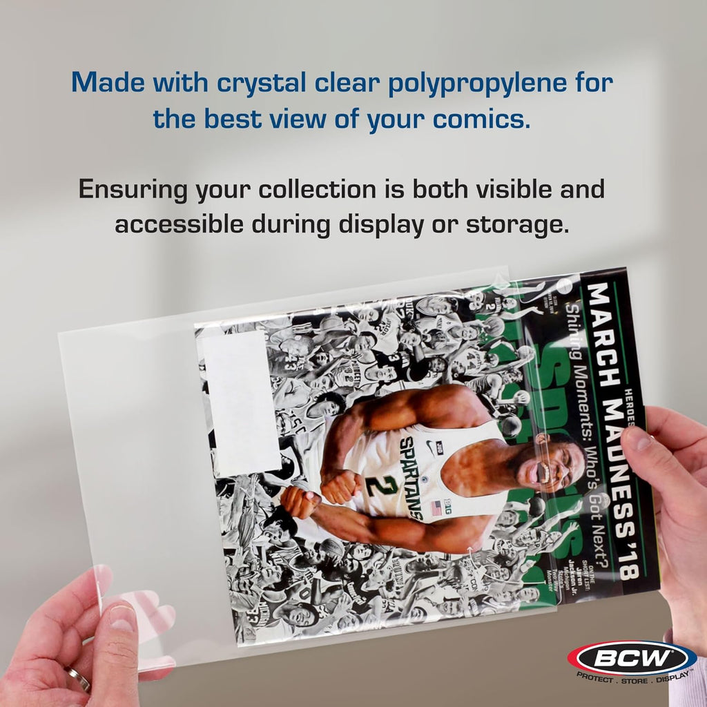 BCW Thick Resealable Magazine Bags - 5 Pack of 500 | Acid-Free, Clear Polypropylene Sleeves for Archival-Quality Storage of Collectible Magazines | Protect Your Valuable Comic Book Collection