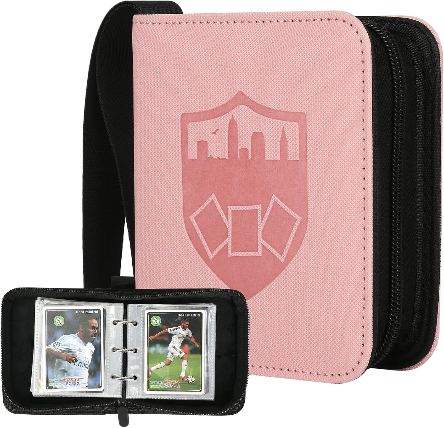 Mini Card Binder 1 Pocket, 80 Pockets Trading Card Binder, Premium Small 2 Pocket Trading Card Collection Album Folder with 40 Sleeves Double Sided - Gifts for Kids (Pink)