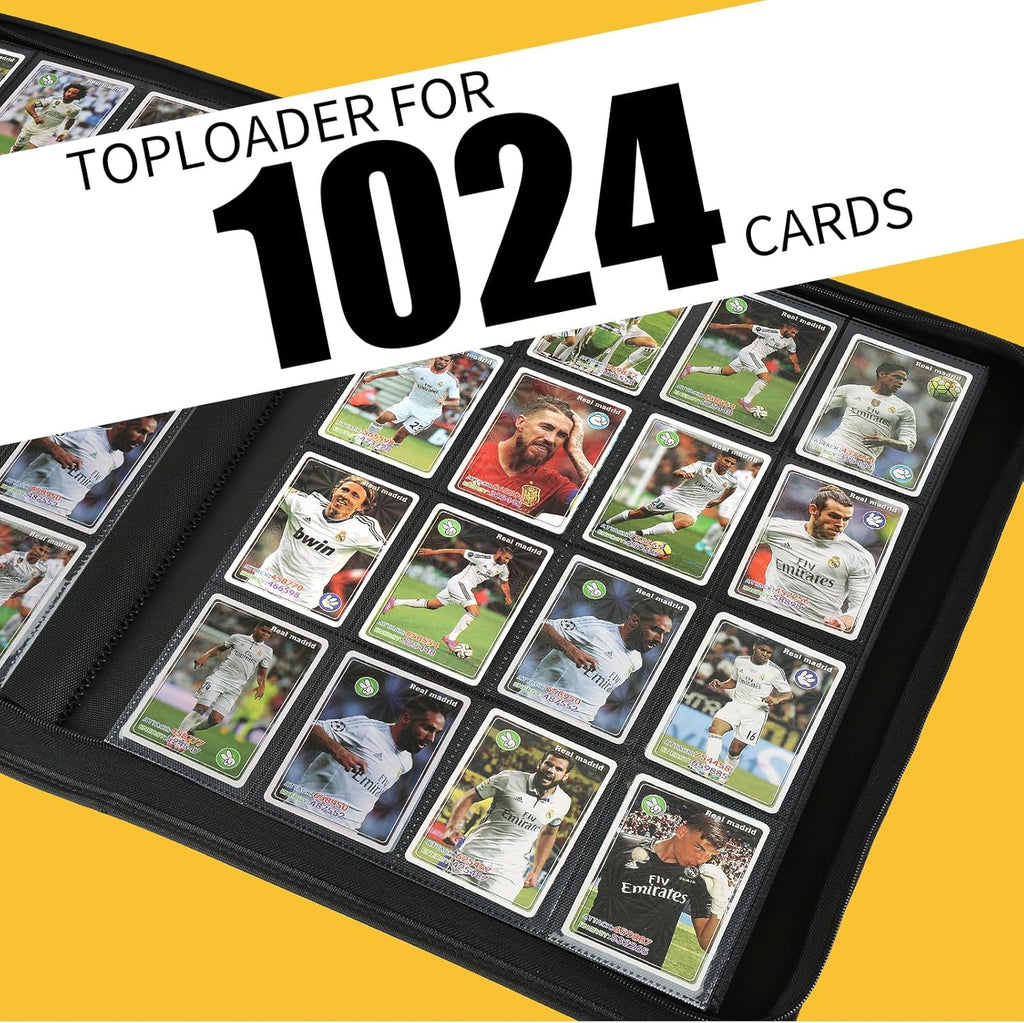 Trading Card Binder 16 Pocket, GERMUN PU Cover Card Binder for 1000+ Cards, Premium Trading Card Holder Folders, Double Sided Pocket Card Album for MTG, TCG (Carbon Black)