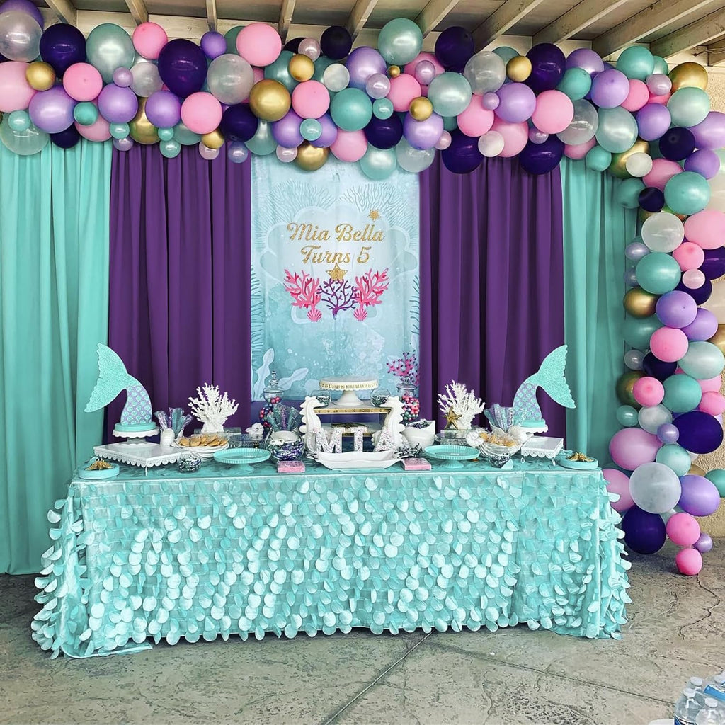 Purple Backdrop Curtains 4 Panel 5ft x 10ft Polyester Fabric Party Backdrops for Arch Wedding Stage Ceremony Photography Background Decorations